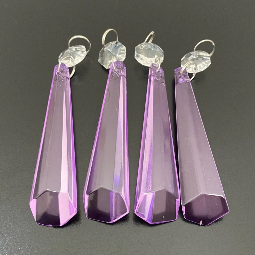 22pcs  Lilac Lavender Purple 3.5” Icicle Drop Chandelier Prism Lamp Replacement - Picture 6 of 12